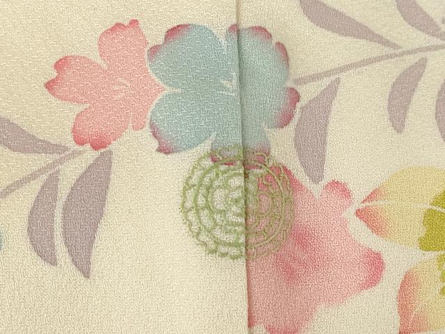 平和屋着物●訪問着　友禅　草花文　正絹　逸品　AABJ4926ck
