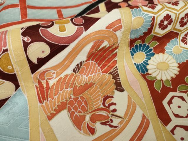 平和屋着物●豪華振袖　駒刺繍　吉祥几帳花鳥文　金彩　正絹　逸品　AABJ4927ck