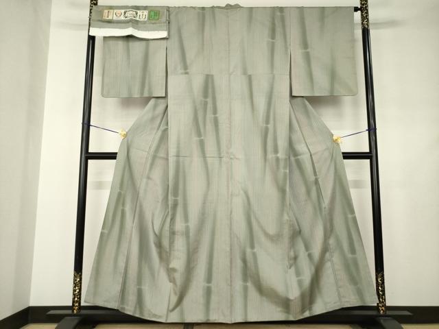 平和屋着物●結城紬　笹竹文　健勝苑扱い　証紙付き　正絹　逸品　AABJ4928ck