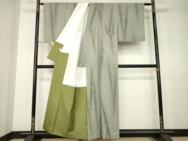 平和屋着物●結城紬　笹竹文　健勝苑扱い　証紙付き　正絹　逸品　AABJ4928ck