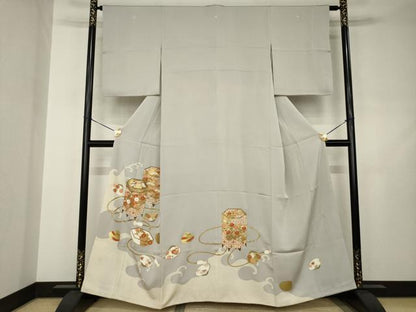 平和屋着物●京都の和装業の老舗一門　千切屋　色留袖　駒刺繍　貝桶花文　金彩　正絹　逸品　AABJ4930ck