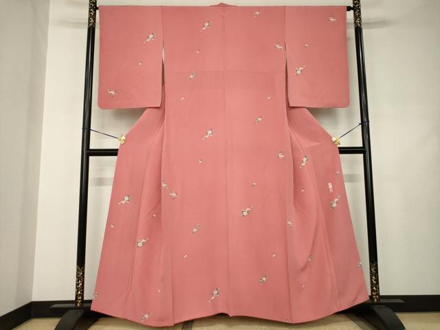平和屋着物●京加賀友禅　百貫達雄　小紋　舞花文　正絹　逸品　AABJ4932ck