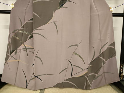 平和屋着物●訪問着　作家物　草葉文　金彩　正絹　逸品　AABJ4937ck