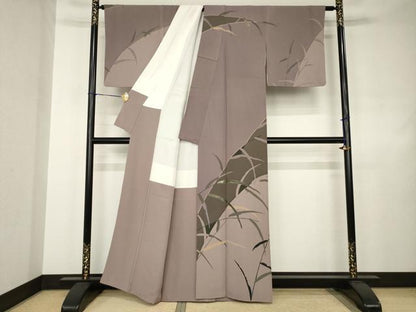 平和屋着物●訪問着　作家物　草葉文　金彩　正絹　逸品　AABJ4937ck