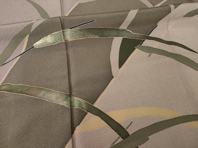 平和屋着物●訪問着　作家物　草葉文　金彩　正絹　逸品　AABJ4937ck
