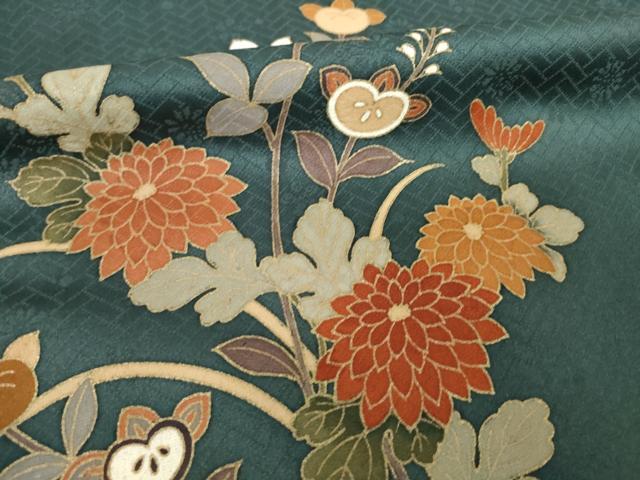 平和屋着物●訪問着　駒刺繍　貝桶花文　暈し染　金彩　正絹　逸品　AABJ4938ck
