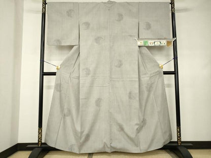 平和屋着物●本場結城紬　重要無形文化財　100亀甲　飛び亀甲柄　雪輪文　証紙付き　正絹　逸品　AABJ4941ck