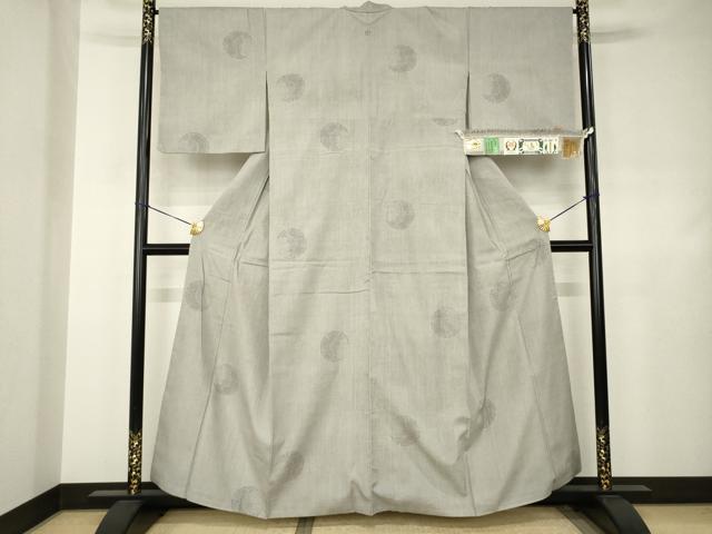 平和屋着物●本場結城紬　重要無形文化財　100亀甲　飛び亀甲柄　雪輪文　証紙付き　正絹　逸品　AABJ4941ck