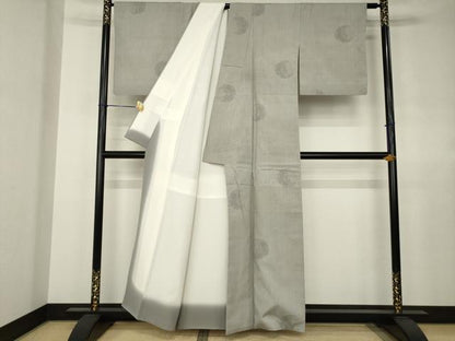 平和屋着物●本場結城紬　重要無形文化財　100亀甲　飛び亀甲柄　雪輪文　証紙付き　正絹　逸品　AABJ4941ck