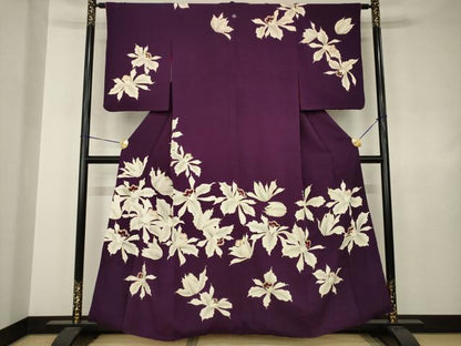 平和屋着物●アンティーク　大正ロマン　訪問着　舞花文　金彩　正絹　逸品　AABJ4948ck