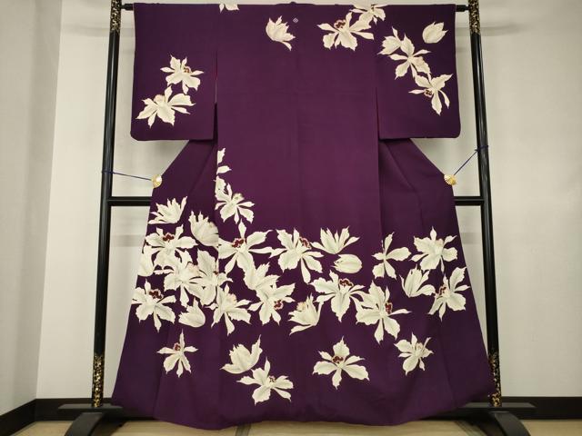 平和屋着物●アンティーク　大正ロマン　訪問着　舞花文　金彩　正絹　逸品　AABJ4948ck