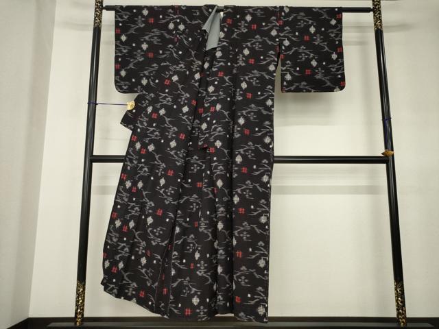 平和屋着物●久留米絣　紬　単衣　綿　AABJ4949ck