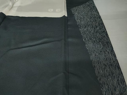 平和屋着物●訪問着　絞り　幾何学文様　黒地　正絹　逸品　AABJ4950ck