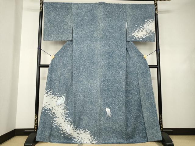 平和屋着物●訪問着　シロサギ　たたき染め　金彩　さが美扱い　ロング丈　正絹　逸品　AABJ4951ck