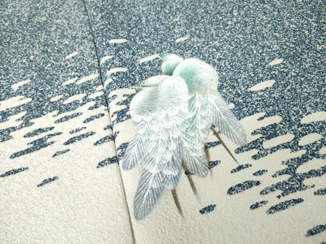 平和屋着物●訪問着　シロサギ　たたき染め　金彩　さが美扱い　ロング丈　正絹　逸品　AABJ4951ck