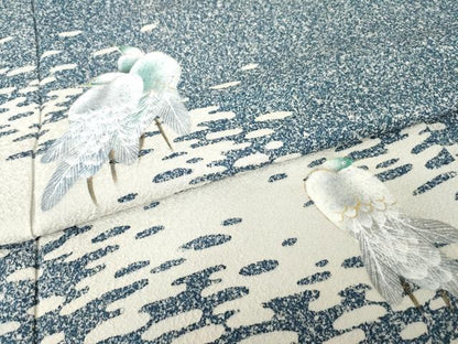 平和屋着物●訪問着　シロサギ　たたき染め　金彩　さが美扱い　ロング丈　正絹　逸品　AABJ4951ck
