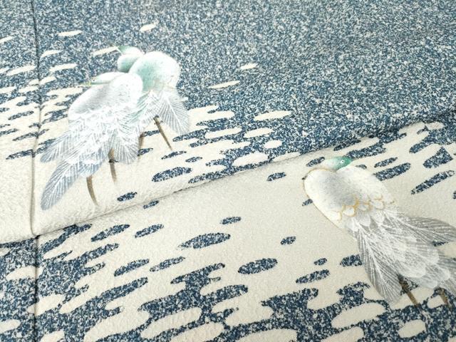 平和屋着物●訪問着　シロサギ　たたき染め　金彩　さが美扱い　ロング丈　正絹　逸品　AABJ4951ck