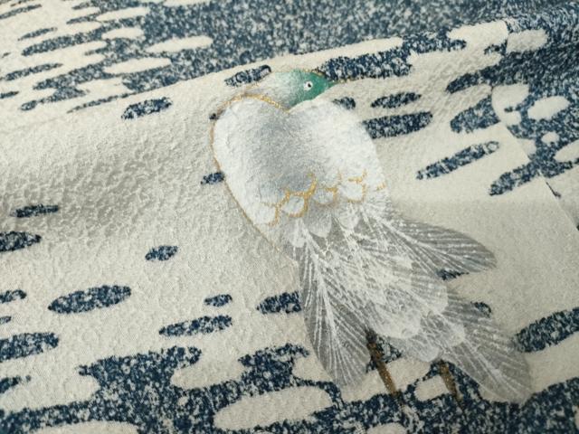 平和屋着物●訪問着　シロサギ　たたき染め　金彩　さが美扱い　ロング丈　正絹　逸品　AABJ4951ck
