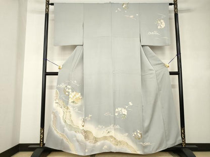 平和屋着物●訪問着　駒刺繍　花丸文　暈し染め　金彩　正絹　逸品　AABJ4952ck