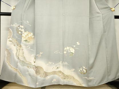 平和屋着物●訪問着　駒刺繍　花丸文　暈し染め　金彩　正絹　逸品　AABJ4952ck