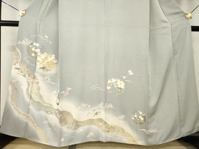 平和屋着物●訪問着　駒刺繍　花丸文　暈し染め　金彩　正絹　逸品　AABJ4952ck