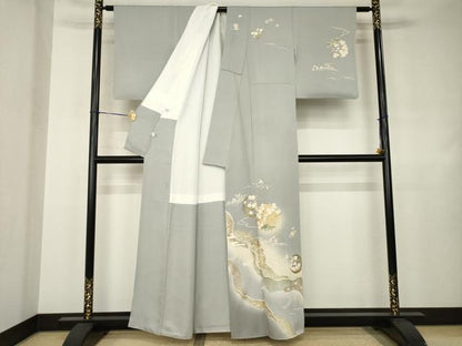 平和屋着物●訪問着　駒刺繍　花丸文　暈し染め　金彩　正絹　逸品　AABJ4952ck