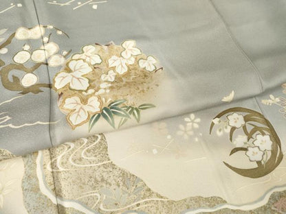 平和屋着物●訪問着　駒刺繍　花丸文　暈し染め　金彩　正絹　逸品　AABJ4952ck