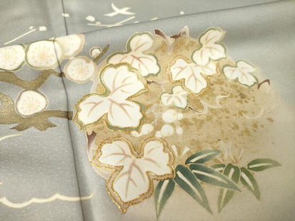 平和屋着物●訪問着　駒刺繍　花丸文　暈し染め　金彩　正絹　逸品　AABJ4952ck