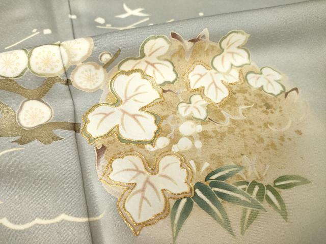 平和屋着物●訪問着　駒刺繍　花丸文　暈し染め　金彩　正絹　逸品　AABJ4952ck