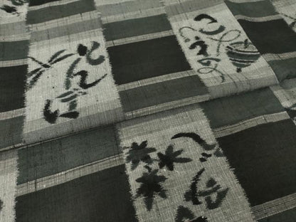 平和屋着物●上質な紬　紅葉　とんぼ　こま　文字文　正絹　逸品　AABJ4953ck