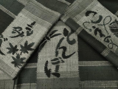 平和屋着物●上質な紬　紅葉　とんぼ　こま　文字文　正絹　逸品　AABJ4953ck