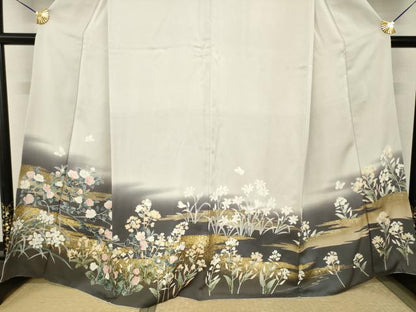 平和屋着物●訪問着　草花文　暈し染め　金彩　正絹　逸品　AABJ4956ck