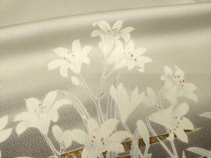 平和屋着物●訪問着　草花文　暈し染め　金彩　正絹　逸品　AABJ4956ck