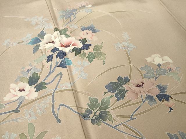 平和屋着物●訪問着　友禅　作家物　草花文　正絹　逸品　AABJ4957ck
