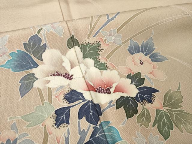 平和屋着物●訪問着　友禅　作家物　草花文　正絹　逸品　AABJ4957ck
