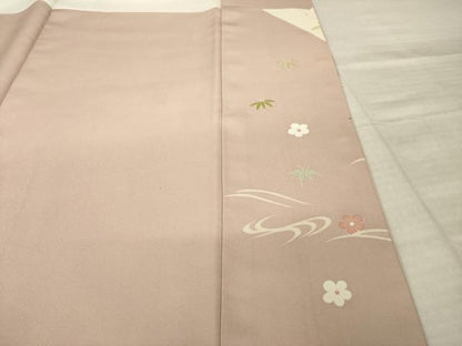 平和屋着物●訪問着　友禅　作家物　草花文　正絹　逸品　AABJ4957ck