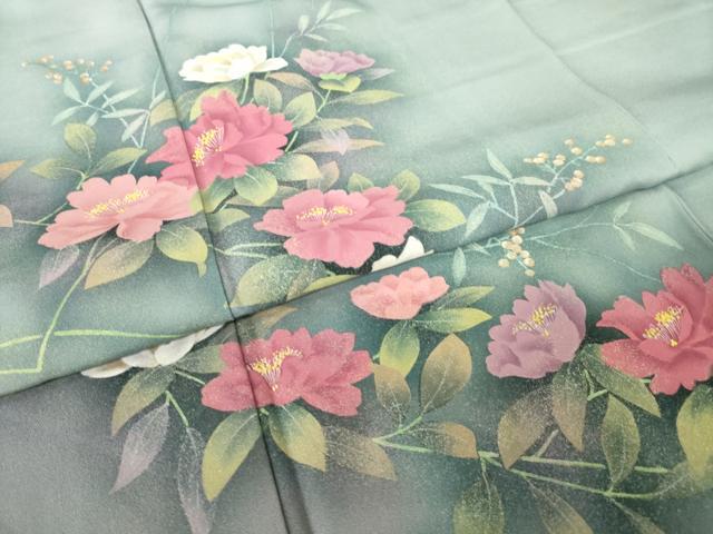 平和屋着物●訪問着　作家物　草花文　暈し染め　正絹　逸品　AABJ4960ck
