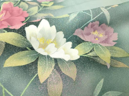 平和屋着物●訪問着　作家物　草花文　暈し染め　正絹　逸品　AABJ4960ck