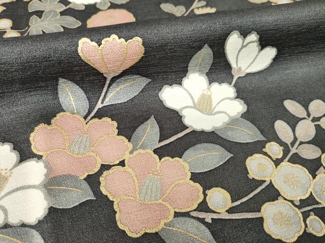 平和屋着物●訪問着　駒刺繍　草花文　金彩　正絹　逸品　AABJ4961ck