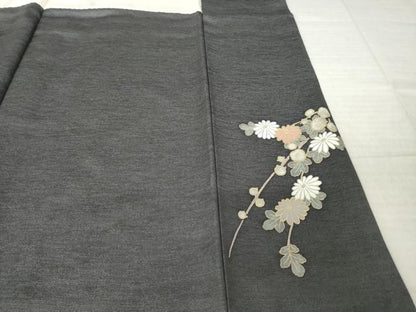 平和屋着物●訪問着　駒刺繍　草花文　金彩　正絹　逸品　AABJ4961ck