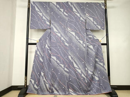 平和屋着物●上質な小紋　絞り　幾何学文様　正絹　逸品　AABJ4962ck