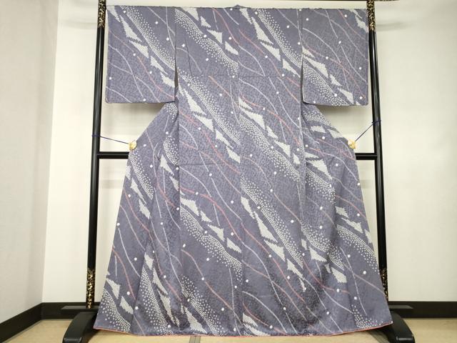 平和屋着物●上質な小紋　絞り　幾何学文様　正絹　逸品　AABJ4962ck