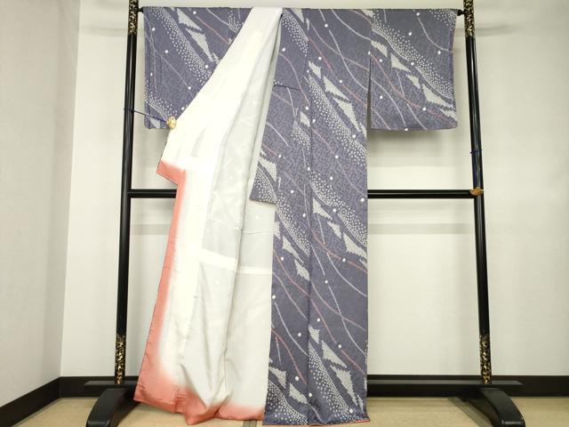 平和屋着物●上質な小紋　絞り　幾何学文様　正絹　逸品　AABJ4962ck