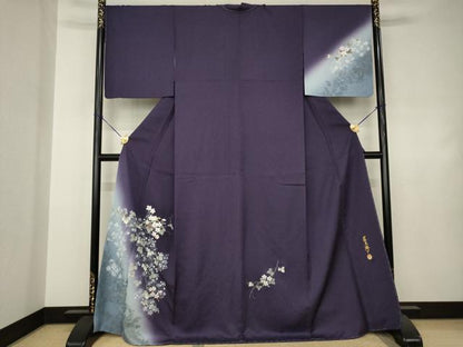 平和屋着物●螺鈿作家　藤本隆士　訪問着　草花文　正絹　逸品　未使用　AABJ4964ck