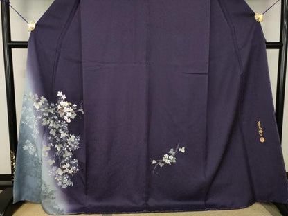 平和屋着物●螺鈿作家　藤本隆士　訪問着　草花文　正絹　逸品　未使用　AABJ4964ck