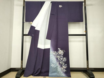 平和屋着物●螺鈿作家　藤本隆士　訪問着　草花文　正絹　逸品　未使用　AABJ4964ck