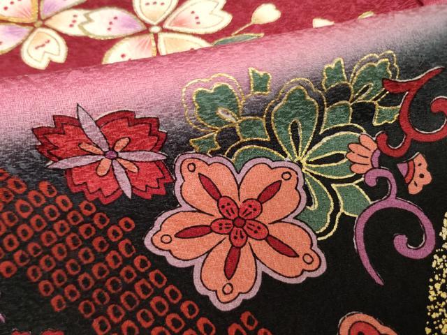 平和屋着物●豪華振袖　駒刺繍　花蝶文　暈し染め　正絹　逸品　AABJ4966ck