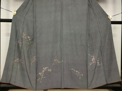 平和屋着物●江戸小紋　訪問着　作家物　手描き　草花文　正絹　逸品　AABJ4969ck