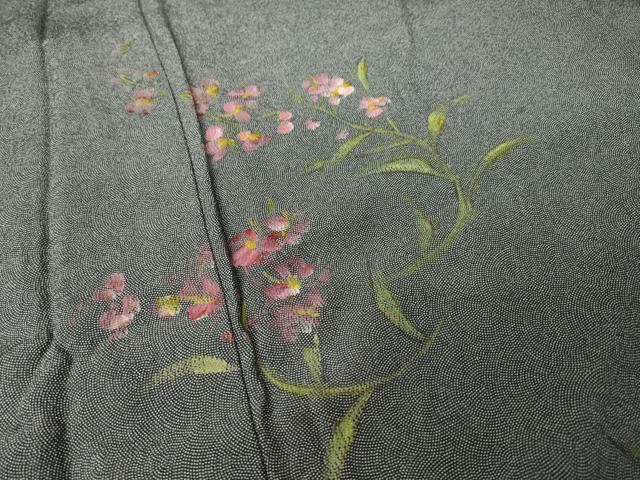 平和屋着物●江戸小紋　訪問着　作家物　手描き　草花文　正絹　逸品　AABJ4969ck