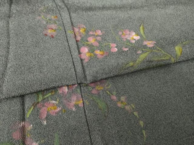 平和屋着物●江戸小紋　訪問着　作家物　手描き　草花文　正絹　逸品　AABJ4969ck